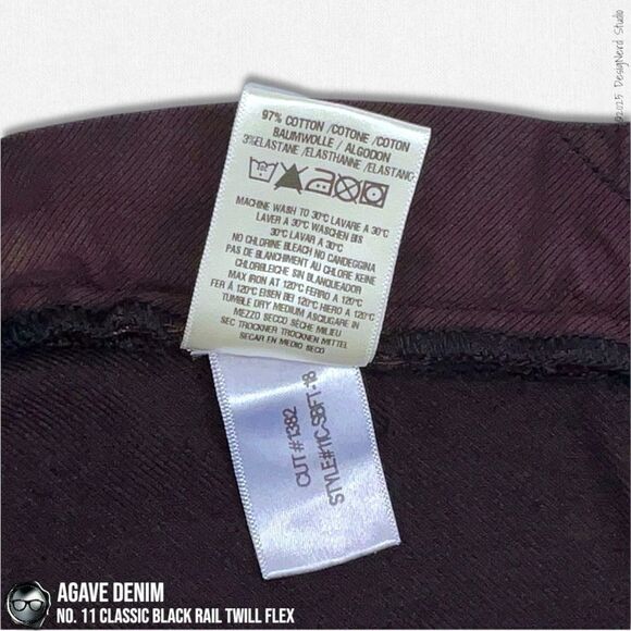 AGAVE DENIM NO. 11 CLASSIC BLACK RAIL TWILL FLEX JEANS IN RAISIN MEN’S SIZE 36 - Picture 11 of 16